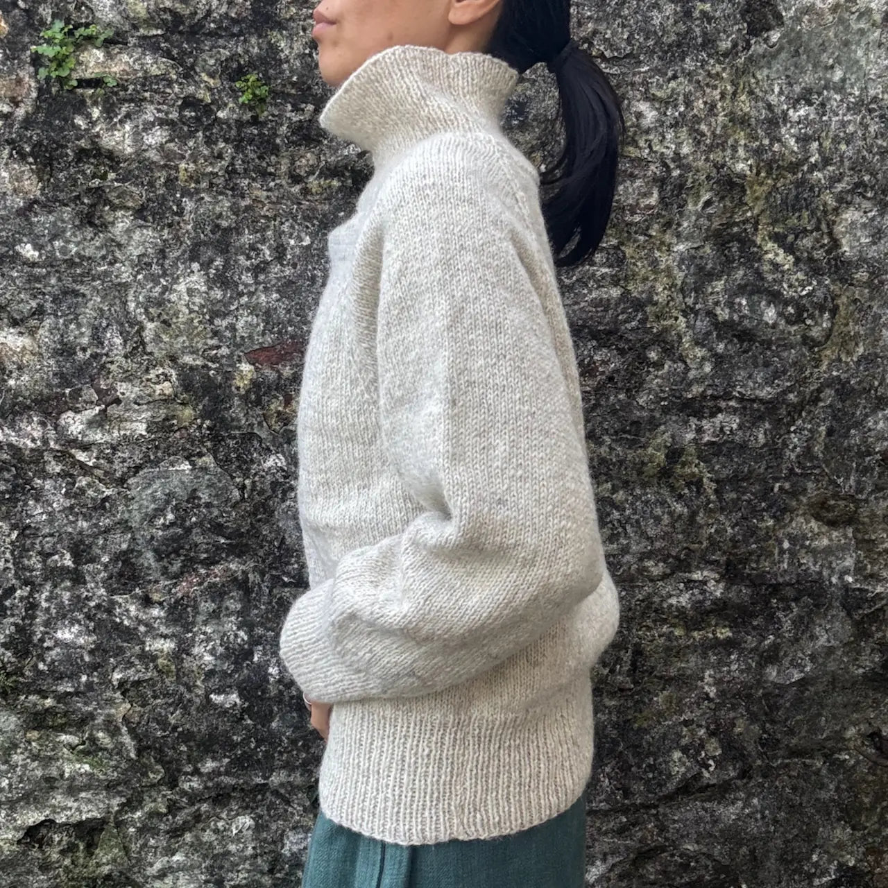 ⚫︎ Balloon Full Sleeve High-Neck Pullover ⚫︎ Hand Knit Pure Wool ⚫︎