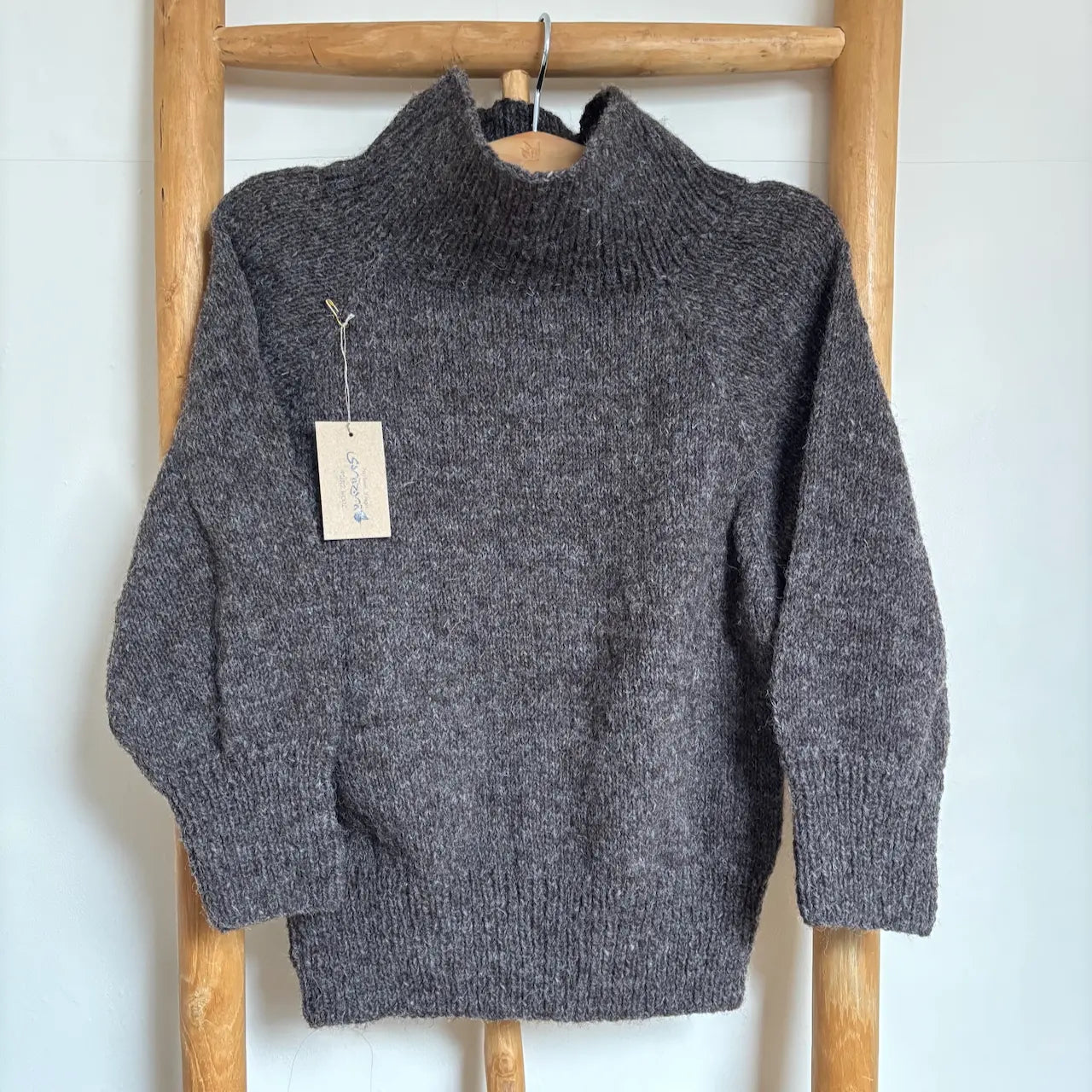 ⚫︎ Balloon Quarter Sleeve High-Neck Pullover ⚫︎ Hand Knit Pure Wool ⚫︎