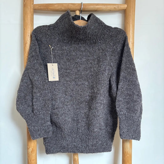 ⚫︎ Balloon Quarter Sleeve High-Neck Pullover ⚫︎ Hand Knit Pure Wool ⚫︎