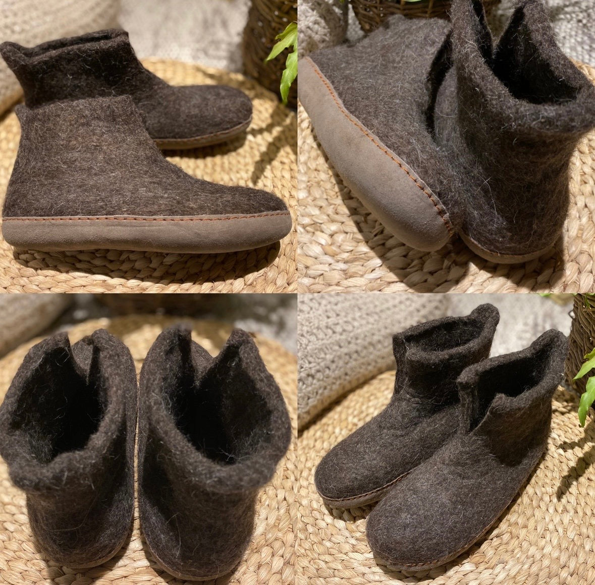 Pure Wool Felt Booty Slippers